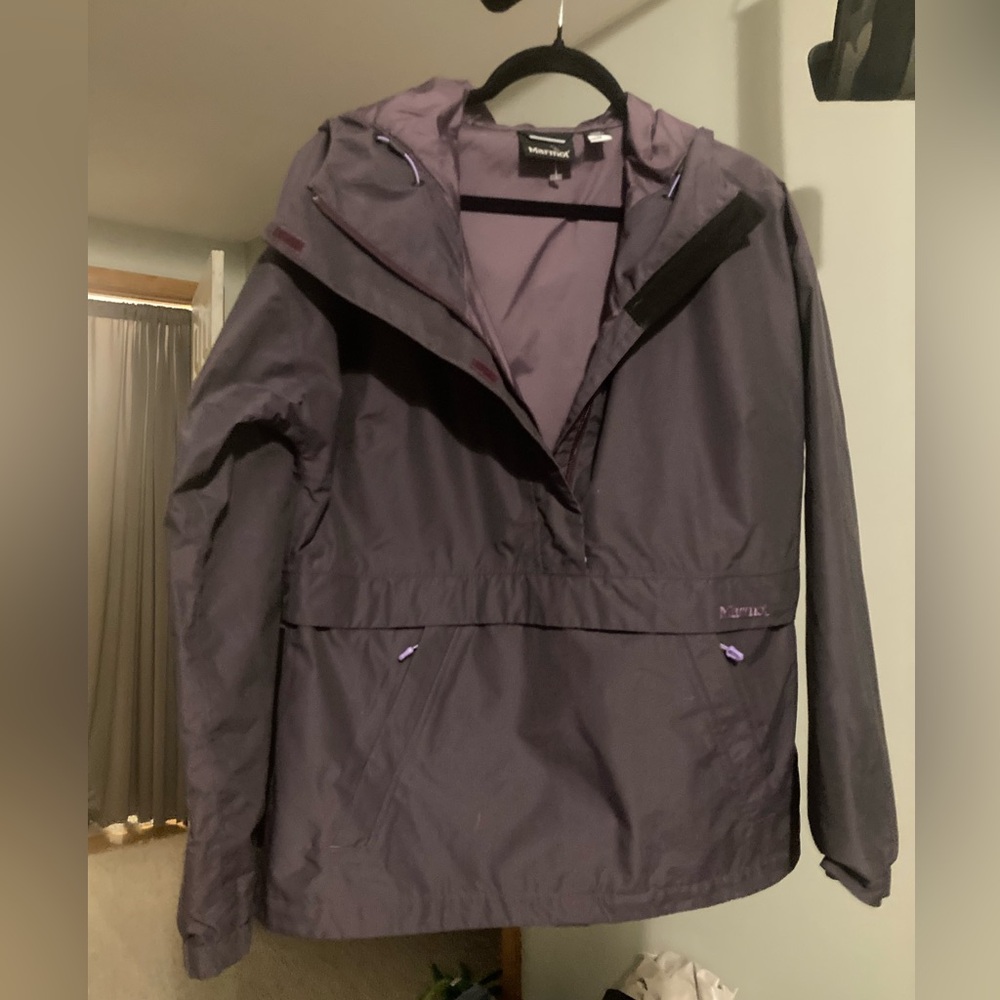 Marmot Bennu Waterproof Anorak Pullover Rain Jacket Hooded Purple M